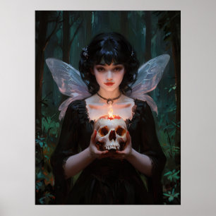 Donker gotische fee - gothic gevleugeld meisje in  poster