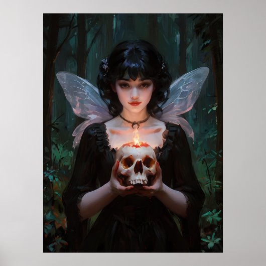 Donker gotische fee - gothic gevleugeld meisje in  poster (Voorkant)
