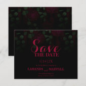 Donker Gotische Fuchsia Bloemen Bruiloft Save The  Date (Voorkant / Achterkant)