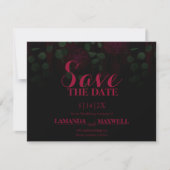 Donker Gotische Fuchsia Bloemen Bruiloft Save The Save The Date (Voorkant)