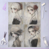 Donker Gotische Grunge Meisje Collage Decoupage Tissuepapier (Craft)