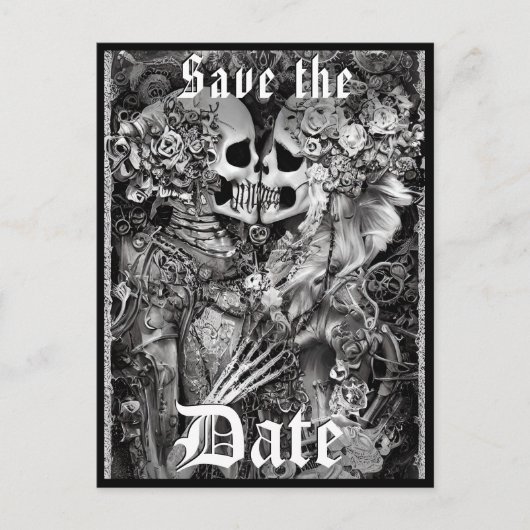 Donker Gotische Halloween Bruiloft Save the Date Aankondigingskaart (Voorkant)