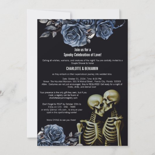 Donker Gotische Halloween Paar Douche Uitnodiging (Voorkant)