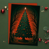 Donker Gotische kerstboom Feestdagenkaart