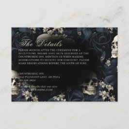 Donker Gotische Moody Skulls & Bloemen Bruiloft Informatiekaartje