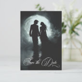 Donker Gotische Moonlight Paar Silhouet Bruiloft Save The Date (Staand voorkant)