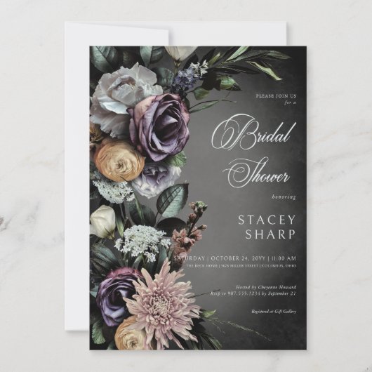 Donker Gotische Mysterieuze Gedempte Bloemen Blur  Kaart (Voorkant)