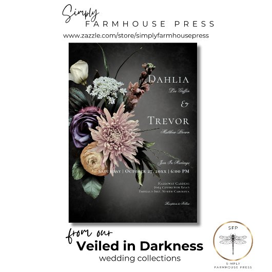 Donker Gotische Mysterieuze Gedempte Bloemen Blur  Kaart