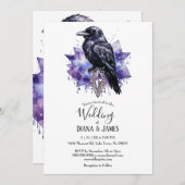Donker Gotische Paarse Raven & Diamond Bruiloft Kaart (Voorkant / Achterkant)