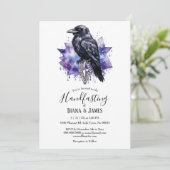 Donker Gotische Paarse Raven & Diamond Handfasting Kaart (Staand voorkant)