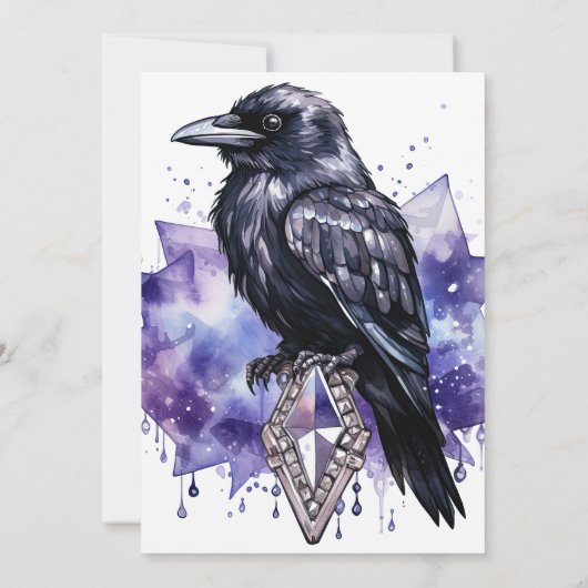 Donker Gotische Paarse Raven & Diamond Handfasting Kaart (Achterkant)