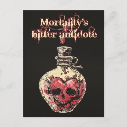 Donker Gotische Schedel hart Liefde Potion Briefkaart (Voorkant)