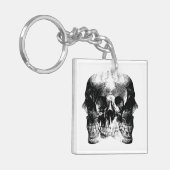 Donker Gotische Schedel Kunst Sleutelhanger (Voorkant Links)