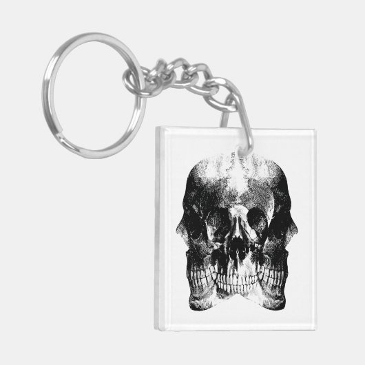 Donker Gotische Schedel Kunst Sleutelhanger (Voorkant Links)
