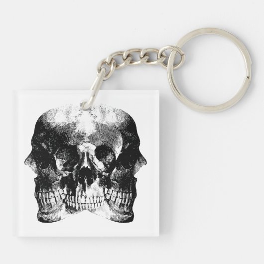 Donker Gotische Schedel Kunst Sleutelhanger (Achterkant)