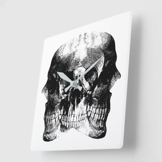 Donker Gotische Schedel Kunst Vierkante Klok (Hoek)