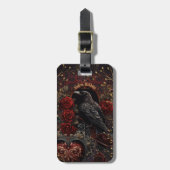 Donker Gotische Schoonheid Rode Rozen Zwarte Kraai Bagagelabel (Voorkant verticaal)