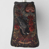 Donker Gotische Schoonheid Rode Rozen Zwarte Kraai Golfheadcover (Draai 90)