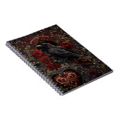 Donker Gotische Schoonheid Rode Rozen Zwarte Kraai Notitieboek (Rechterzijde)