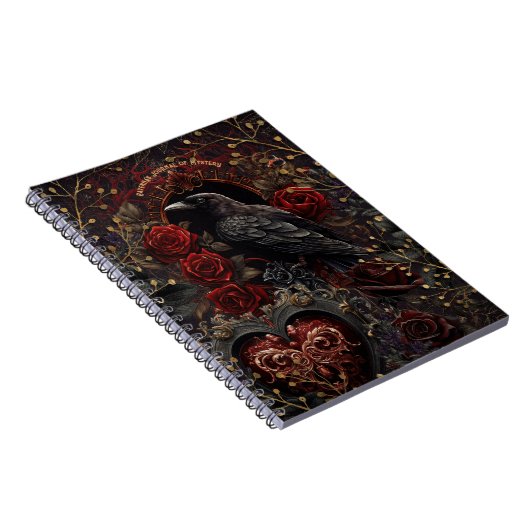 Donker Gotische Schoonheid Rode Rozen Zwarte Kraai Notitieboek (Rechterzijde)