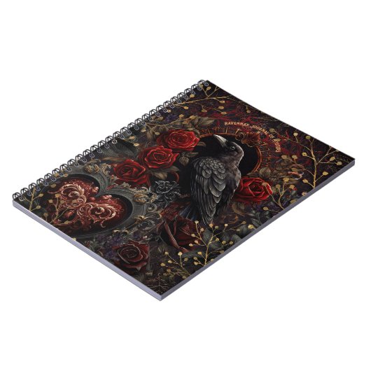 Donker Gotische Schoonheid Rode Rozen Zwarte Kraai Notitieboek (Linkerzijde)