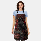 Donker Gotische Schoonheid Rode Rozen Zwarte Kraai Schort (Gedragen)