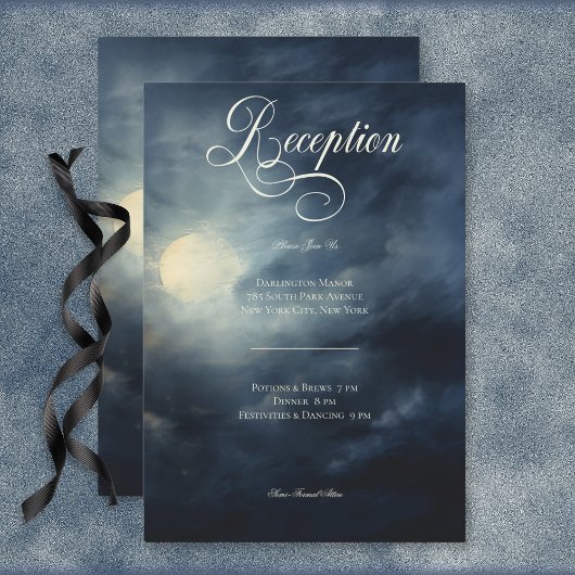 Donker Gotische Volle Maan Nacht Sky Bruiloft Rece Informatiekaartje