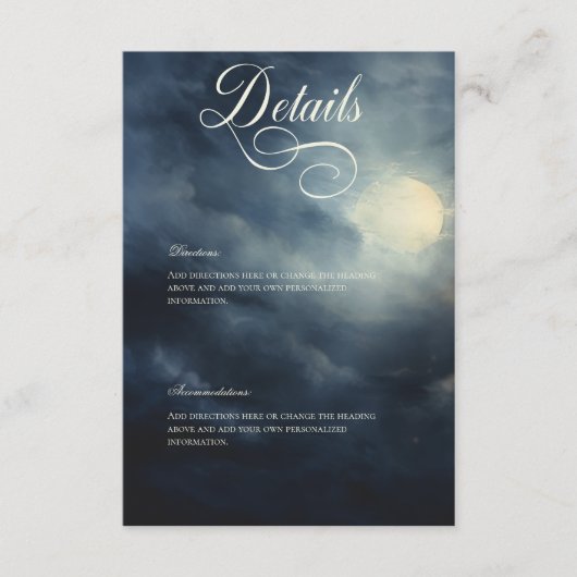 Donker Gotische Volle Maan Nachthemel Bruiloft Det Informatiekaartje (Voorkant)