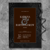 Donker Gotische Zwarte Bloemen Satijn Damask Brown Kaart