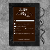 Donker Gotische Zwarte Bloemen Satijn Damask Brown RSVP Kaartje
