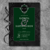 Donker Gotische Zwarte Bloemen Satijn Damask Groen Kaart