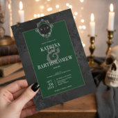 Donker Gotische Zwarte Bloemen Satijn Damask Groen Kaart