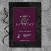 Donker Gotische Zwarte Bloemen Satijn Damask Wijnb Kaart