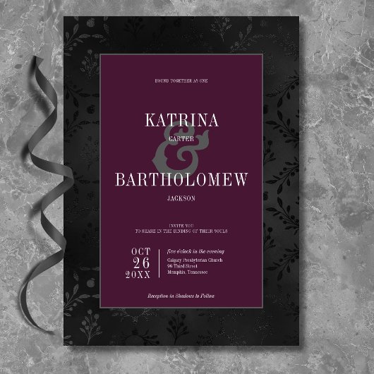 Donker Gotische Zwarte Bloemen Satijn Damask Wijnb Kaart