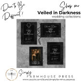 Donker Gotische Zwarte Bloemen Satijn Damast Huwel Bedankkaart