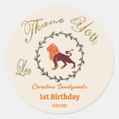 Donker Gouden Bloem Gebosseerd Leo Zodiac Ronde Sticker (Voorkant)