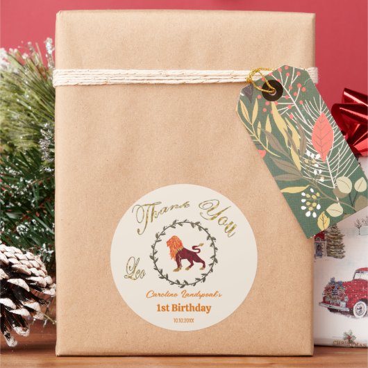 Donker Gouden Bloem Gebosseerd Leo Zodiac Ronde Sticker (Feestdagen)