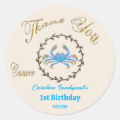 Donker Gouden Bloem Gebosseerde Kanker Zodiak Ronde Sticker (Voorkant)