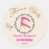 Donker Gouden Bloem Gebosseerde Maagd Zodiac Ronde Sticker (Voorkant)