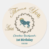 Donker Gouden Bloem Gebosseerde Ram Zodiac Ronde Sticker (Voorkant)