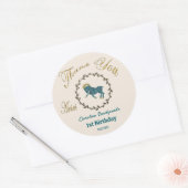 Donker Gouden Bloem Gebosseerde Ram Zodiac Ronde Sticker (Envelop)