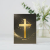 Donker Gouden glinstering Christus Kruis Feestdagenkaart (Staand voorkant)