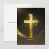 Donker Gouden glinstering Christus Kruis Feestdagenkaart (Voorkant / Achterkant)