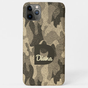 Donker Gouden Glitter Camouflage Monogram Buitensh Case-Mate iPhone Case