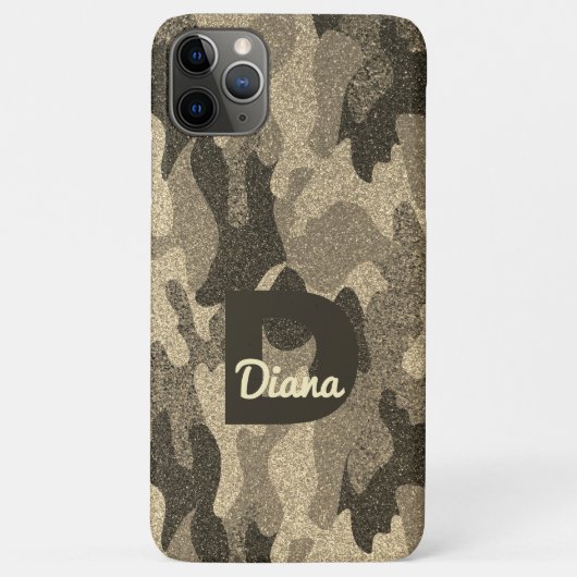 Donker Gouden Glitter Camouflage Monogram Buitensh Case-Mate iPhone Case (Achterkant)
