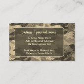 Donker Gouden Glitter Camouflage Monogram Buitensh Visitekaartje (Achterkant)