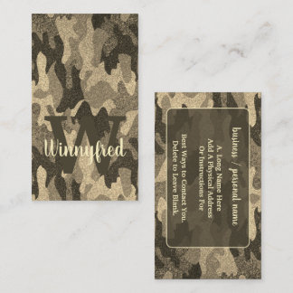 Donker Gouden Glitter Camouflage Monogram Buitensh Visitekaartje