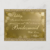 Donker gouden glitter - word jij mijn bruidsmeisje uitnodiging briefkaart (Voorkant)