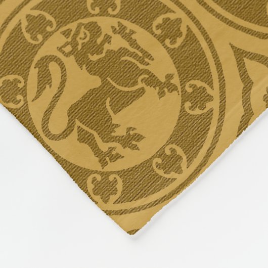 Donker Gouden Rood Middeleeuwse Leeuwen Fleece Dek (Hoek)