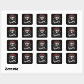 Donker Grafisch: Gotische Schedel met Rode Rozen Vierkante Sticker (Vel)